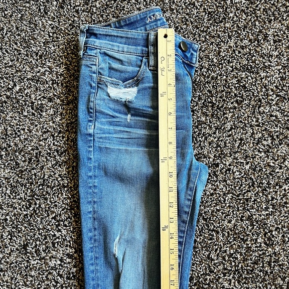 American Eagle Blue Jeggings Distressed Slim Fit - Picture 6 of 7